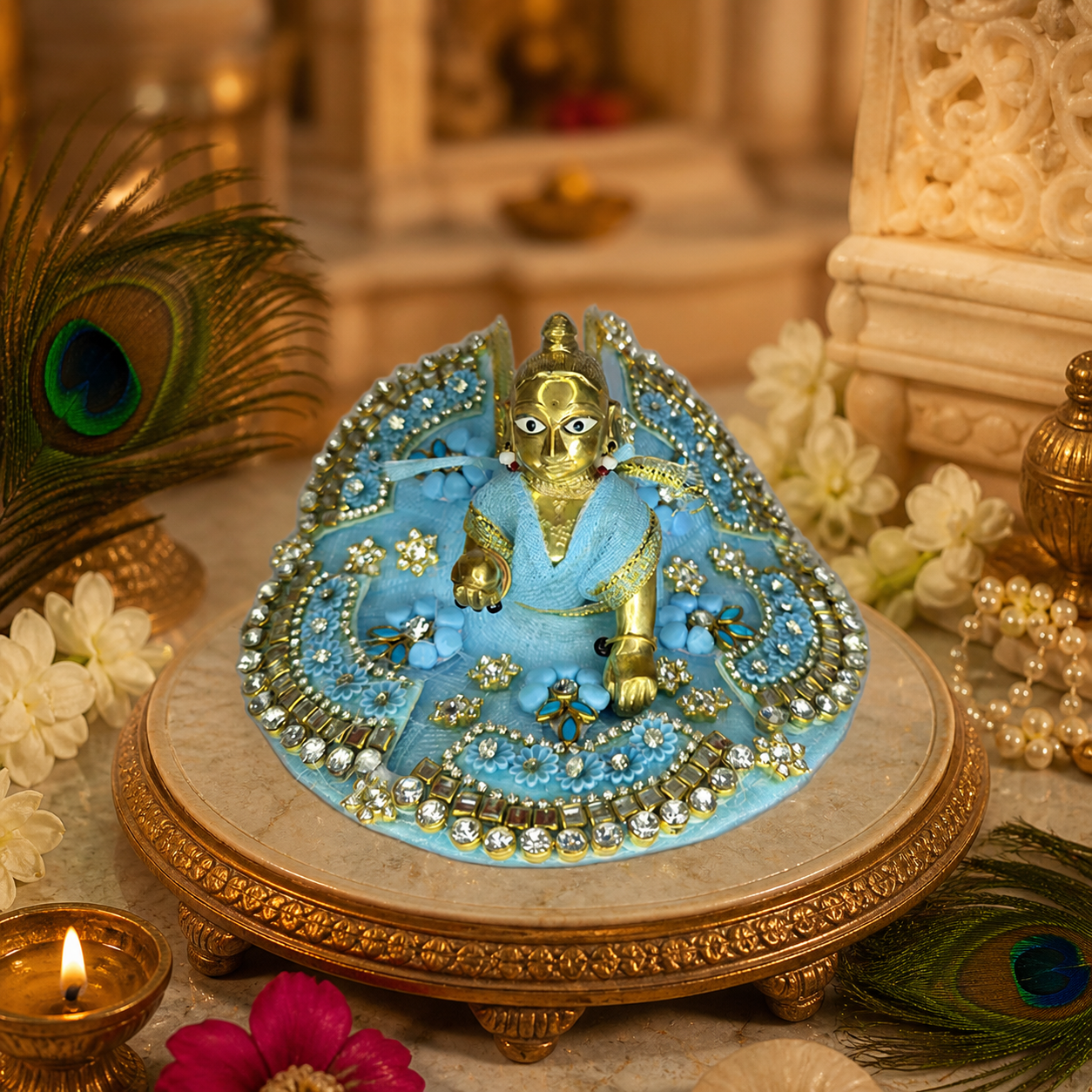đ¸ Premium Designer Thakur Ji Poshak (Light Blue) đ¸