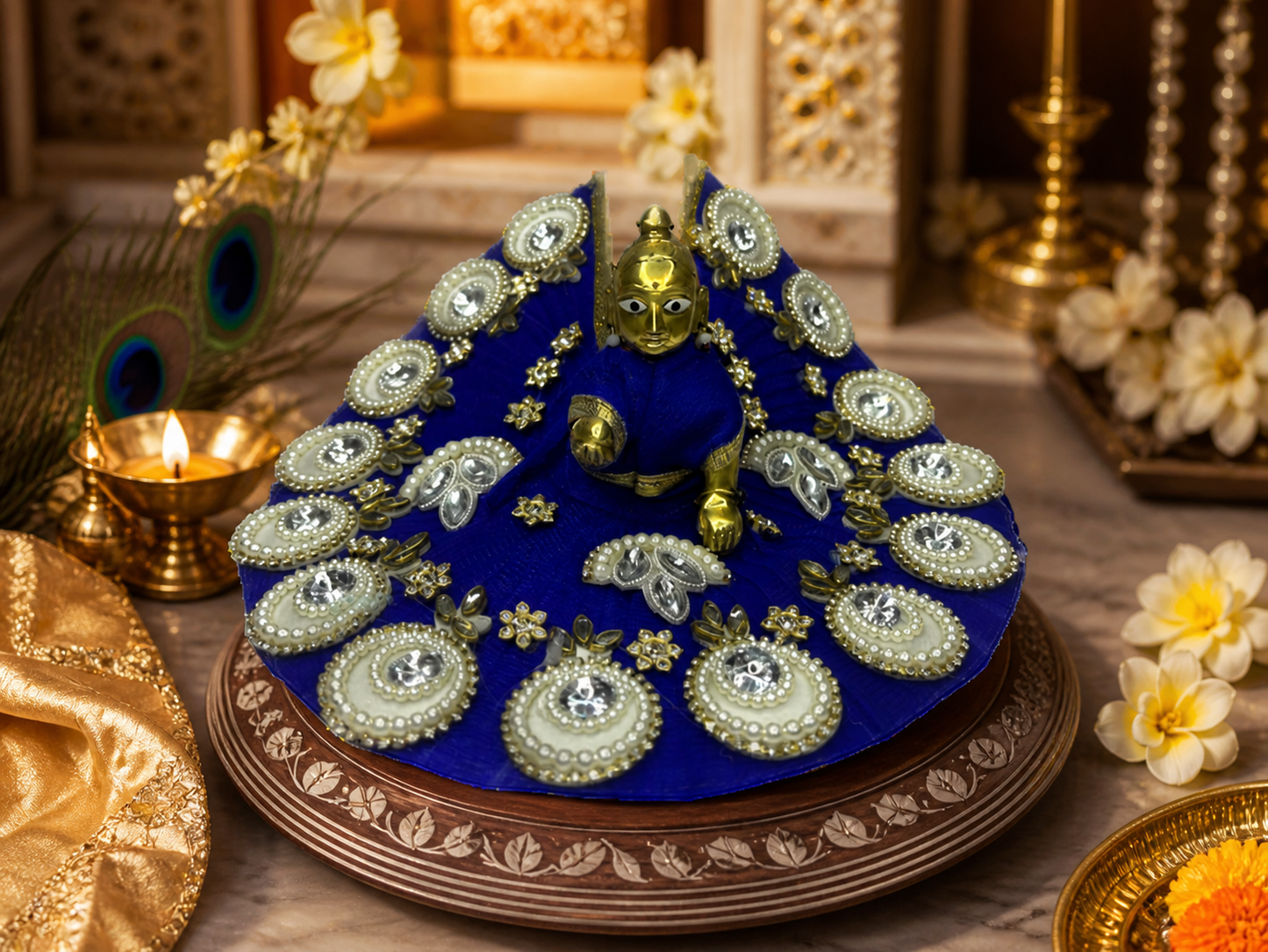 Royal Blue Hand-Embellished Laddu Gopal Poshak