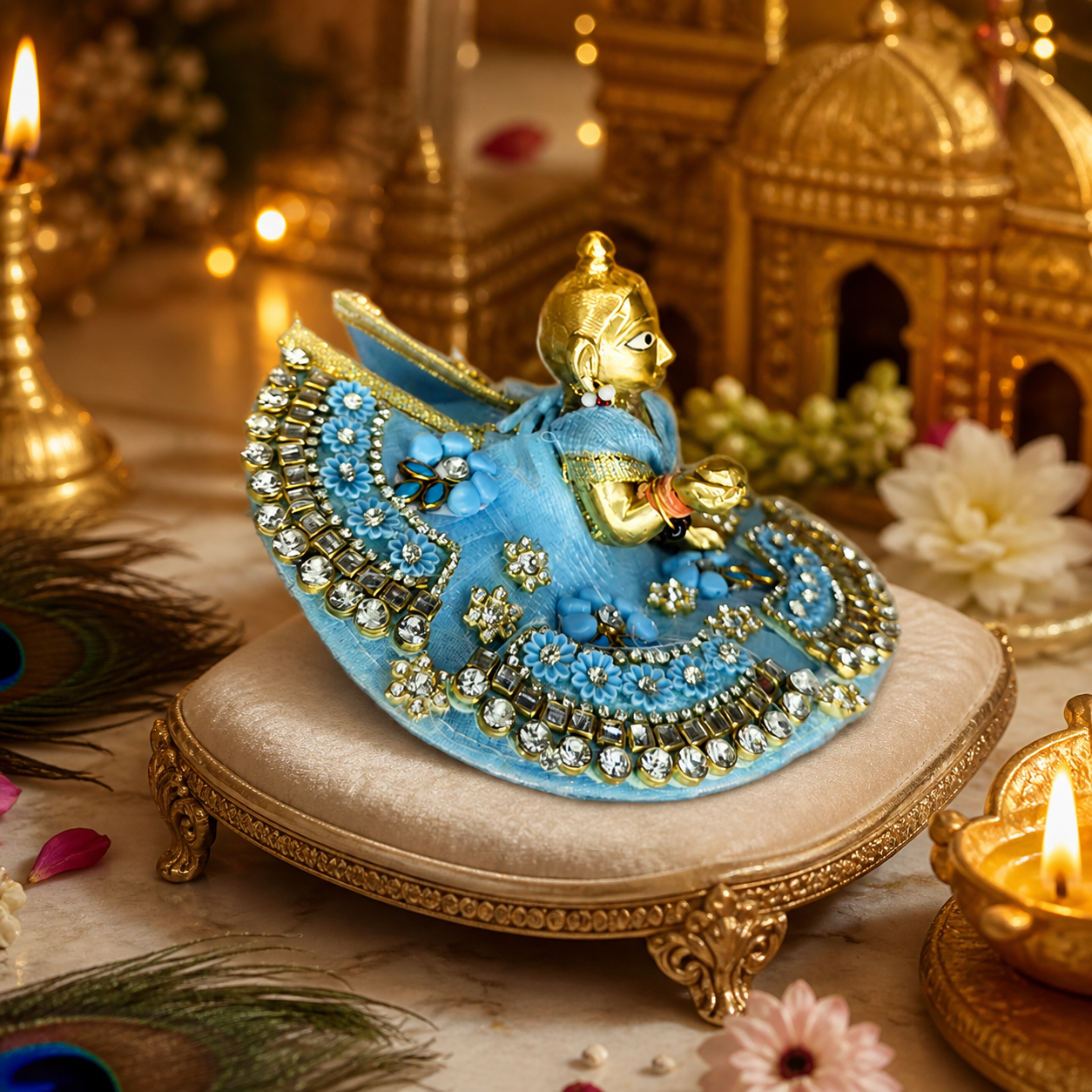 🌸 Premium Designer Thakur Ji Poshak (Light Blue) 🌸