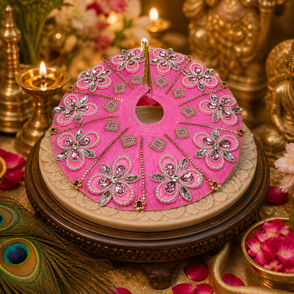 🌸Pink Floral Stone-Work Poshak for Laddu Gopal🌸