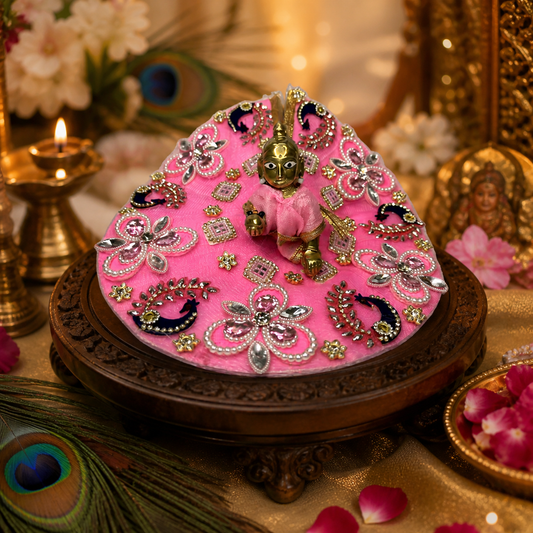 ✨ Designer Pink Poshak for Thakur Ji with Floral & Peacock Work ✨