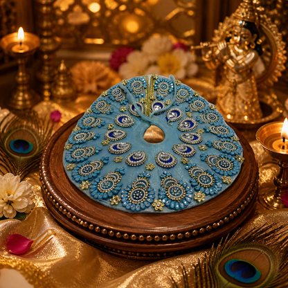 Royal Blue Peacock-Themed Laddu Gopal Poshak