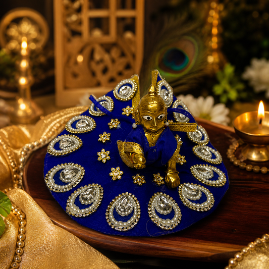 Designer Heavy Work Krishna Poshak – Teardrop Pearl & Crystal Design