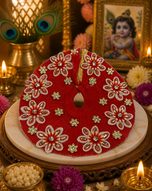 Embellished Red Silk Laddu Gopal Poshak