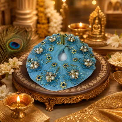 Handcrafted Blue Floral Laddu Gopal Poshak