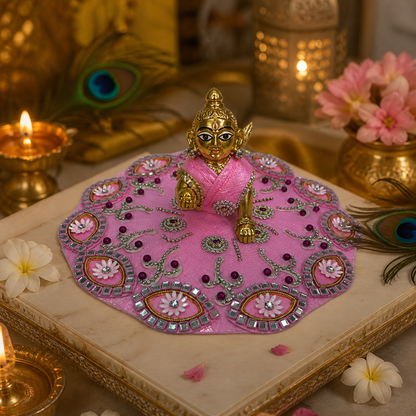 Ornate Pink Laddu Gopal Poshak (Vigraha Dress)