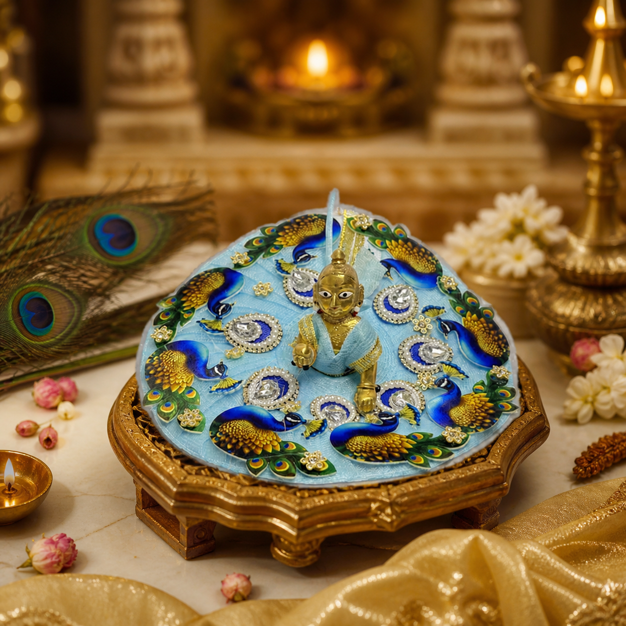 🦚 Premium Peacock Design Poshak for Thakur Ji 🦚