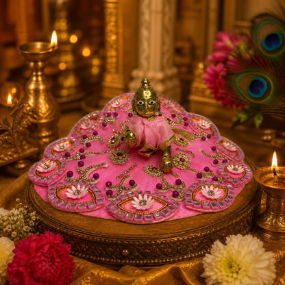 Ornate Pink Laddu Gopal Poshak (Vigraha Dress)