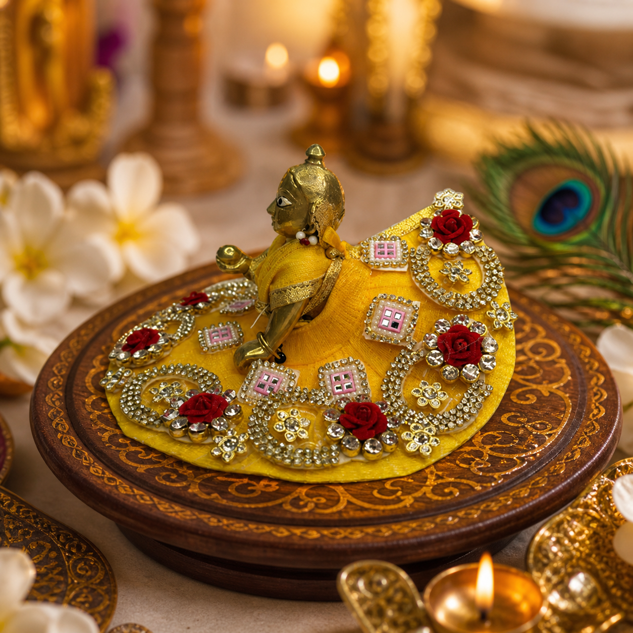 Heavy Embroidery Yellow Poshak for Laddu Gopal