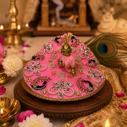 ✨ Designer Pink Poshak for Thakur Ji with Floral & Peacock Work ✨