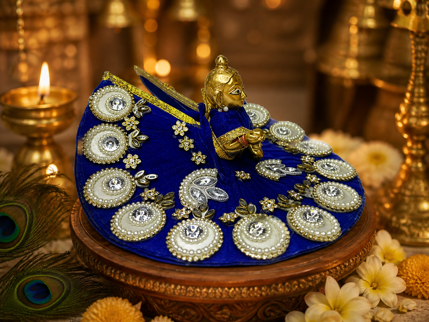 Royal Blue Hand-Embellished Laddu Gopal Poshak