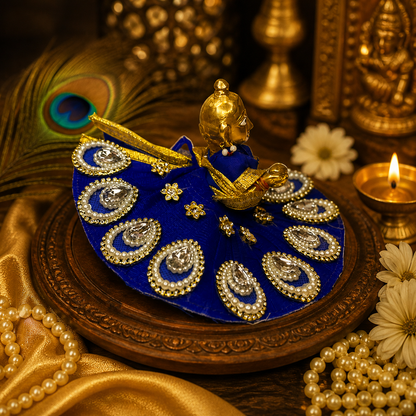 Designer Heavy Work Krishna Poshak – Teardrop Pearl & Crystal Design
