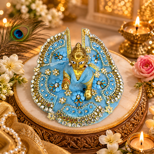 🌸 Premium Designer Thakur Ji Poshak (Light Blue) 🌸