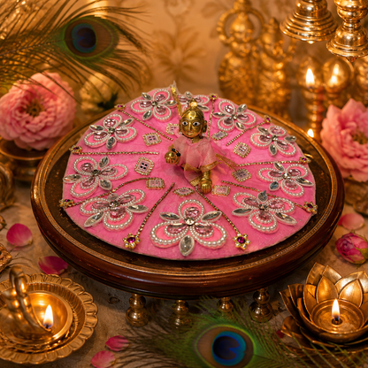 🌸Pink Floral Stone-Work Poshak for Laddu Gopal🌸