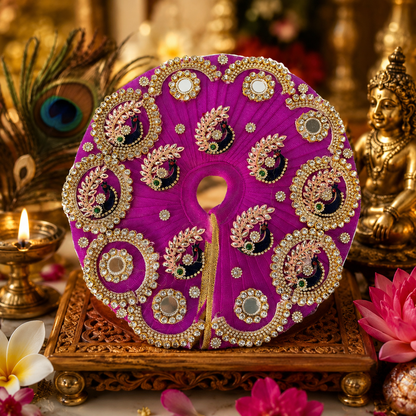 Bright Purple Velvet Laddu Gopal Poshak with Pearl & Stone Work