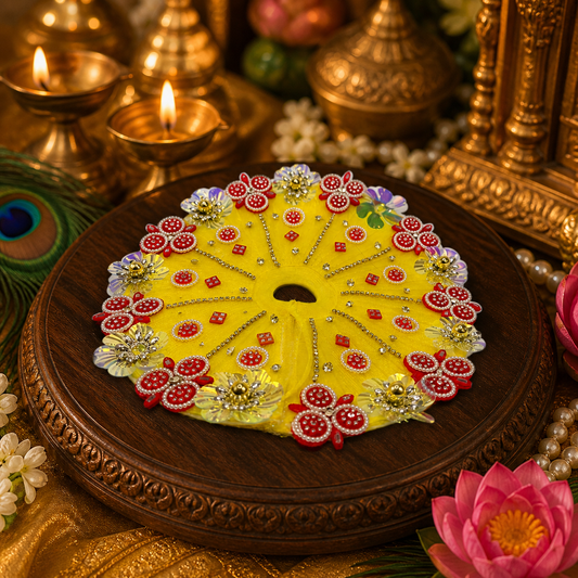 Exquisite Yellow Handcrafted Laddu Gopal Poshak