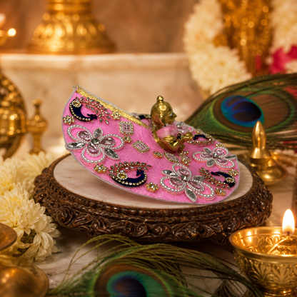 ✨ Designer Pink Poshak for Thakur Ji with Floral & Peacock Work ✨