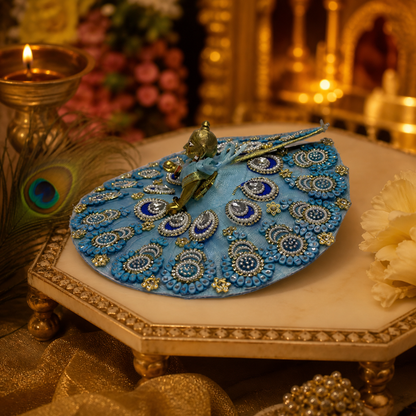 Royal Blue Peacock-Themed Laddu Gopal Poshak